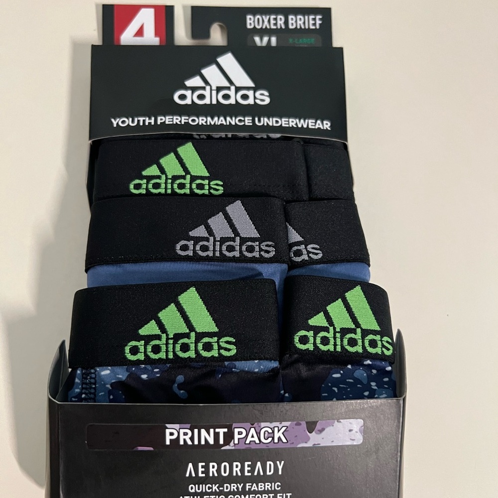 Boys Adidas Boxer Briefs Underwear - 4 Pack